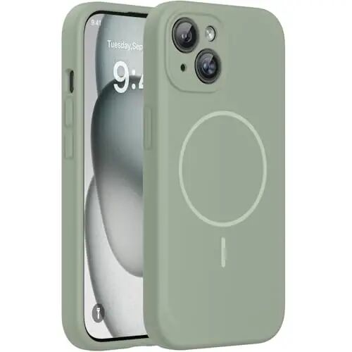 Miracase iPhone 15 G‘ilofiga mos keladi, [Yumshoq chizishga qarshi mikrofiber astar], Suyuq silikon g‘ilof Gel kauchuk zarbga chidamli tushishdan himoya qiluvchi telefon g‘ilofi iPhone 15 uchun, Patina yashil - 1
