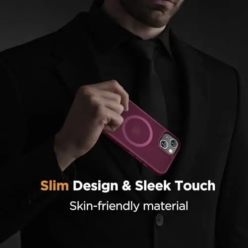 Miracase Magnetic for iPhone 15 Case (Compatible with MagSafe)（with 2X Screen Protectors） Military-Grade Protection, Anti-Fingerprint Translucent Matte Phone Cover for iPhone 15 6.1 inch, Wine Red - 7