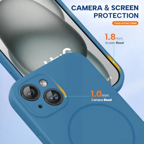 Miracase Compatible with iPhone 15 Case, [Soft Anti-Scratch Microfiber Lining], Liquid Silicone Case Gel Rubber Shockproof Drop Protection Phone Case for iPhone 15, Capri Blue - 2
