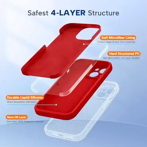 Miracase Compatible with iPhone 15 Case, [Soft Anti-Scratch Microfiber Lining], Liquid Silicone Case Gel Rubber Shockproof Drop Protection Phone Case for iPhone 15, Red - MIRACASE (1)