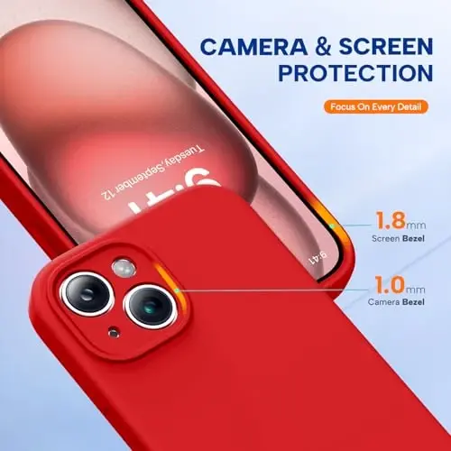 Miracase Compatible with iPhone 15 Case, [Soft Anti-Scratch Microfiber Lining], Liquid Silicone Case Gel Rubber Shockproof Drop Protection Phone Case for iPhone 15, Red - 4