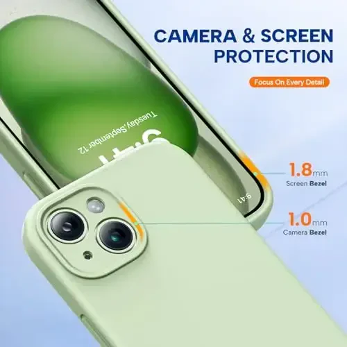 Miracase Compatible with iPhone 15 Case, [Soft Anti-Scratch Microfiber Lining], Liquid Silicone Case Gel Rubber Shockproof Drop Protection Phone Case for iPhone 15, Matcha Green - 4