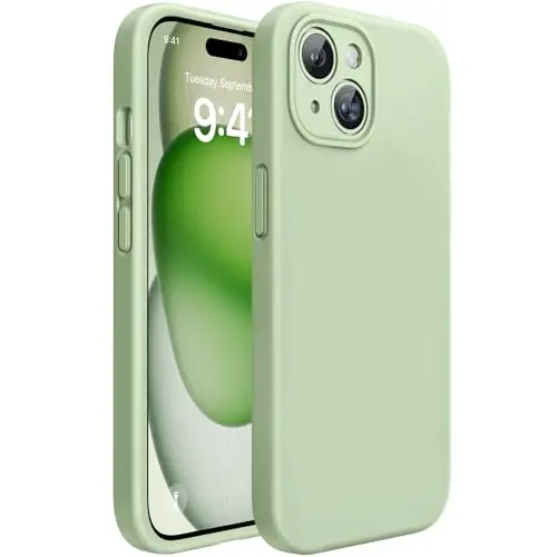 Miracase Compatible with iPhone 15 Case, [Soft Anti-Scratch Microfiber Lining], Liquid Silicone Case Gel Rubber Shockproof Drop Protection Phone Case for iPhone 15, Matcha Green - 1