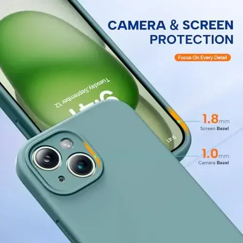 Miracase iPhone 15 Plus Case bilan mos, [Yumshoq tirnalishga qarshi mikrofiber astar], Suyuq silikonli gelli rezina zarbga chidamli tushishdan himoya qiluvchi telefon qutisi iPhone 15 Plus uchun, Midnight Green - 4
