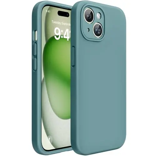 Miracase iPhone 15 Plus Case bilan mos, [Yumshoq tirnalishga qarshi mikrofiber astar], Suyuq silikonli gelli rezina zarbga chidamli tushishdan himoya qiluvchi telefon qutisi iPhone 15 Plus uchun, Midnight Green 