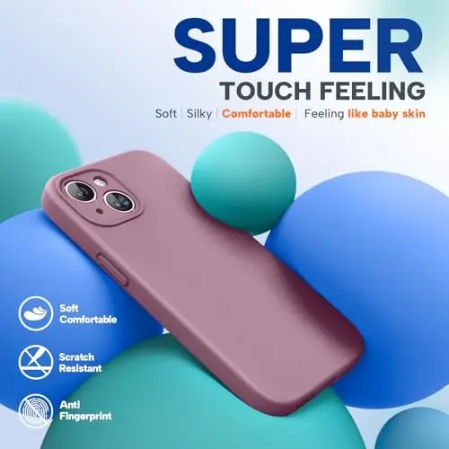 Miracase iPhone 15 Plus Case bilan mos, [Yumshoq tirnalishga qarshi mikrofiber astar], Suyuq silikonli g'ilof Gel rezina zarbga chidamli tushishdan himoya iPhone 15 Plus uchun telefon g'ilofi, Qora smorodina - 3