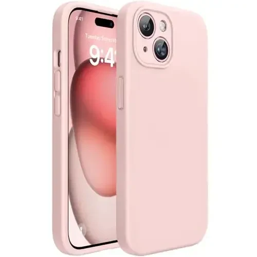 Miracase Compatible with iPhone 15 Plus Case, [Soft Anti-Scratch Microfiber Lining], Liquid Silicone Case Gel Rubber Shockproof Drop Protection Phone Case for iPhone 15 Plus, Sand Pink - MIRACASE