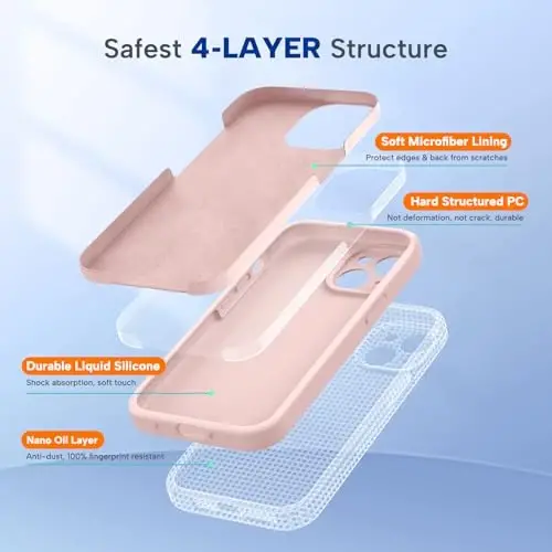 Miracase Compatible with iPhone 15 Plus Case, [Soft Anti-Scratch Microfiber Lining], Liquid Silicone Case Gel Rubber Shockproof Drop Protection Phone Case for iPhone 15 Plus, Sand Pink - 3