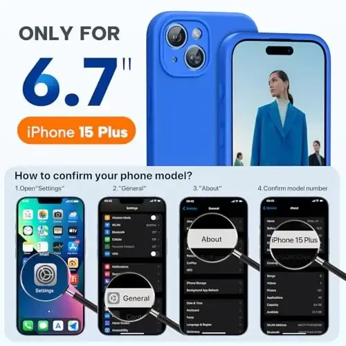 Miracase Compatible with iPhone 15 Plus Case, [Soft Anti-Scratch Microfiber Lining], Liquid Silicone Case Gel Rubber Shockproof Drop Protection Phone Case for iPhone 15 Plus, Mediterranean Blue - 2