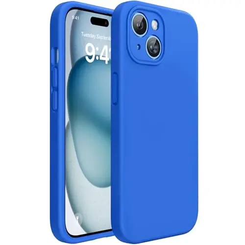 Miracase Compatible with iPhone 15 Plus Case, [Soft Anti-Scratch Microfiber Lining], Liquid Silicone Case Gel Rubber Shockproof Drop Protection Phone Case for iPhone 15 Plus, Mediterranean Blue 
