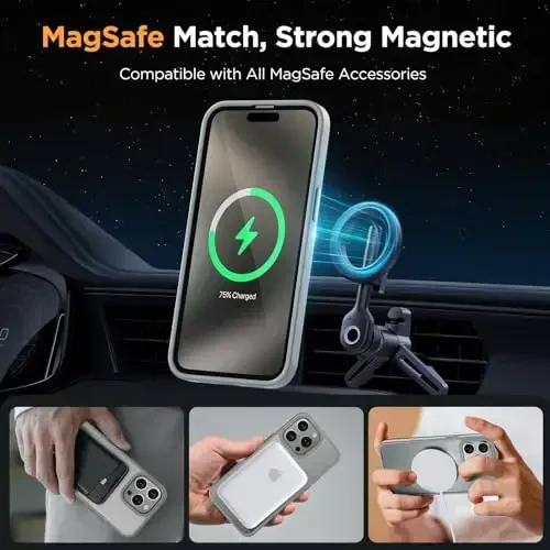 Miracase Magnetic for iPhone 15 Pro Case 6.1 inch (Compatible with MagSafe)（with 2X Screen Protectors）Military-Grade Protection, Anti-Fingerprint Translucent Matte Phone Cover, Gray - 3