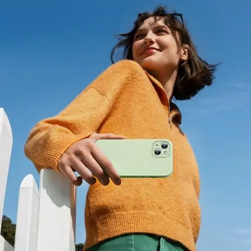 Miracase iPhone 15 uchun g‘ilof bilan mos keladi, [Yumshoq tirnalishga qarshi mikrofiber astar], Suyuq silikon g‘ilof Gel rezina zarbga chidamli tushishdan himoya iPhone 15 uchun telefon g‘ilofi, Matcha yashil - 5