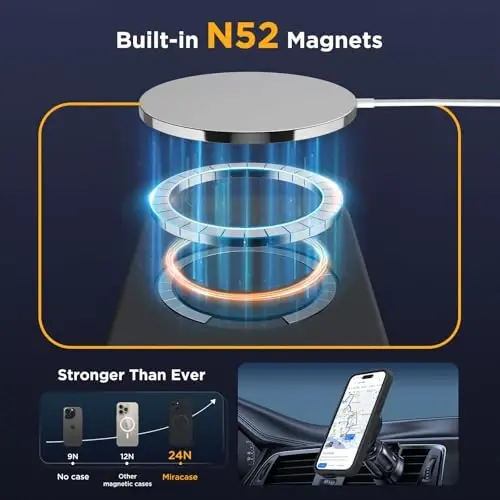 Miracase iPhone 15 uchun g'ilof, stendli, barcha MagSafe aksessuarlari bilan mos, suyuq silikonli g'ilof, gel kauchuk zarbga chidamli tushishdan himoya iPhone 15 uchun telefon g'ilofi, qora Mag-Stend - 3