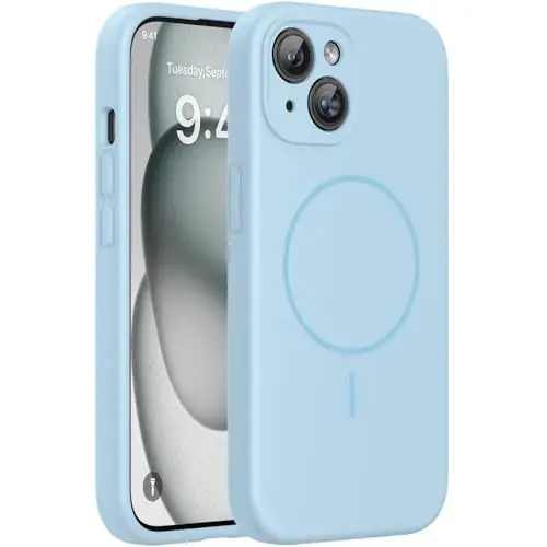 Miracase iPhone 15 uchun g'ilofga mos keladi, [Yumshoq chizishga qarshi mikrofiber astar], Suyuq silikonli g'ilofli gel rezina zarbga chidamli tushishdan himoya qilish iPhone 15 uchun telefon g'ilofi, chinnigullar binafshasi - 1