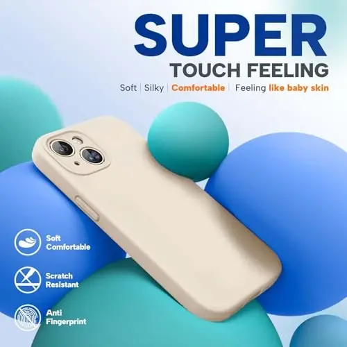 Miracase iPhone 15 uchun mos g‘ilof, [Yumshoq tirnalishga qarshi mikrofiber qoplama], Suyuq silikon g‘ilof, gel rezinali zarbaga chidamli, iPhone 15 uchun telefonni tushib ketishdan himoyalovchi g‘ilof, Qumrang - 4