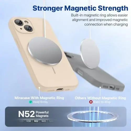 Miracase Compatible with iPhone 15 Case, [Soft Anti-Scratch Microfiber Lining], Liquid Silicone Case Gel Rubber Shockproof Drop Protection Phone Case for iPhone 15, Sand - 5