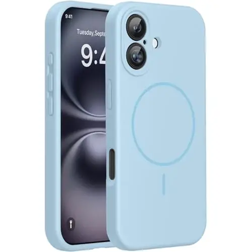 Miracase iPhone 16 G‘ilofiga mos keladi, [Yumshoq chizishga qarshi mikrofiber qoplama], MagSafe bilan mos keladi, Suyuq silikon g‘ilof zarbaga chidamli tushishdan himoya qiluvchi 16 uchun telefon g‘ilofi, Chinnigul binafsharang - 1