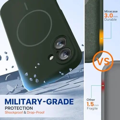 Miracase Compatible with iPhone 16 Case, [Soft Anti-Scratch Microfiber Lining], Compatible with MagSafe, Liquid Silicone Case Shockproof Drop Protection Phone Case for 16,Dark Green - 2