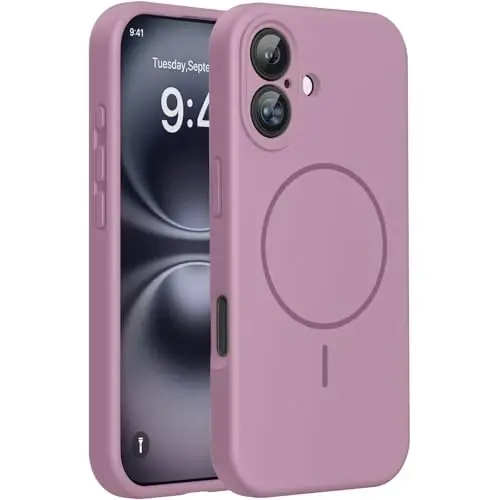 Miracase Compatible with iPhone 16 Case, [Soft Anti-Scratch Microfiber Lining], Compatible with MagSafe, Liquid Silicone Case Shockproof Drop Protection Phone Case for 16,Blackcurrant 