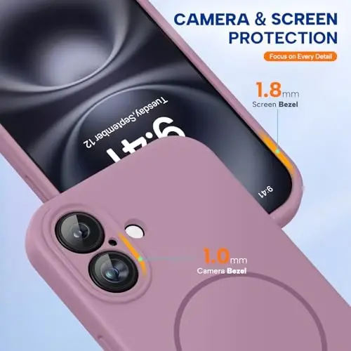 Miracase Compatible with iPhone 16 Case, [Soft Anti-Scratch Microfiber Lining], Compatible with MagSafe, Liquid Silicone Case Shockproof Drop Protection Phone Case for 16,Blackcurrant - 4
