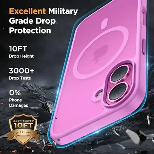 Miracase Magnetic Series for iPhone 16 Case [Compatible with MagSafe] [with 2X Screen Protectors] Military-Grade Protection, Anti-Fingerprint, Slim Phone Case for iPhone 16 6.1 inch - Light Purple - 5