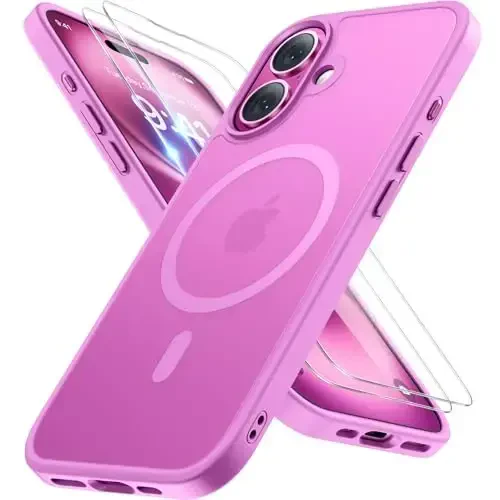 Miracase Magnetic Series for iPhone 16 Case [Compatible with MagSafe] [with 2X Screen Protectors] Military-Grade Protection, Anti-Fingerprint, Slim Phone Case for iPhone 16 6.1 inch - Light Purple 