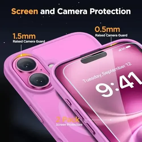 Miracase Magnetic Series for iPhone 16 Case [Compatible with MagSafe] [with 2X Screen Protectors] Military-Grade Protection, Anti-Fingerprint, Slim Phone Case for iPhone 16 6.1 inch - Light Purple - 6