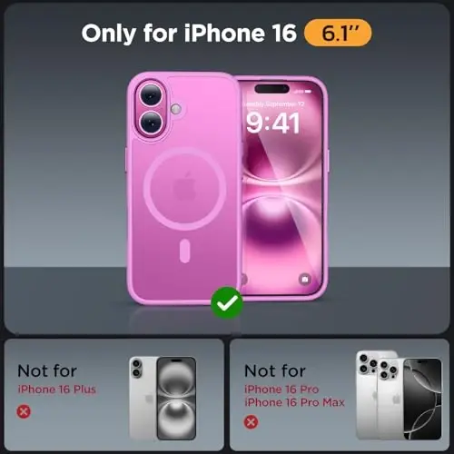 Miracase Magnetic Series for iPhone 16 Case [Compatible with MagSafe] [with 2X Screen Protectors] Military-Grade Protection, Anti-Fingerprint, Slim Phone Case for iPhone 16 6.1 inch - Light Purple - 2