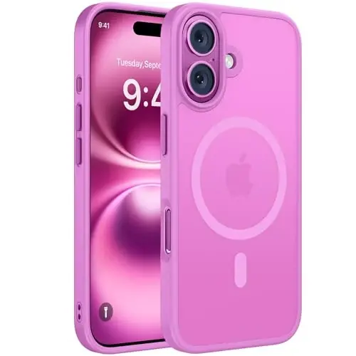 Miracase Magnetic Series for iPhone 16 Case [Compatible with MagSafe] Military-Grade Protection, Anti-Fingerprint, Slim Phone Case for iPhone 16 6.1 inch - Lilac Pink 