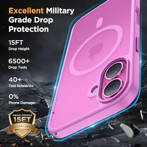 miracase Magnetic Series for iPhone 16 Case [Compatible with MagSafe] Military-Grade Protection, Anti-Fingerprint, Slim Phone Case for iPhone 16 6.1 inch - Lilac Pink 