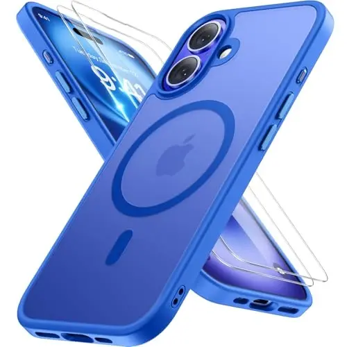 Miracase Magnetic Series for iPhone 16 Case [Compatible with MagSafe] [with 2X Screen Protectors] Military-Grade Protection, Anti-Fingerprint, Slim Phone Case for iPhone 16 6.1 inch - Blue 