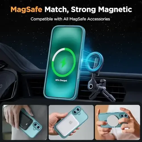 Miracase Magnetic Series for iPhone 16 Case [Compatible with MagSafe] [with 2X Screen Protectors] Military-Grade Protection, Slim Phone Cases for iPhone 16 6.1 inch - Green - 3