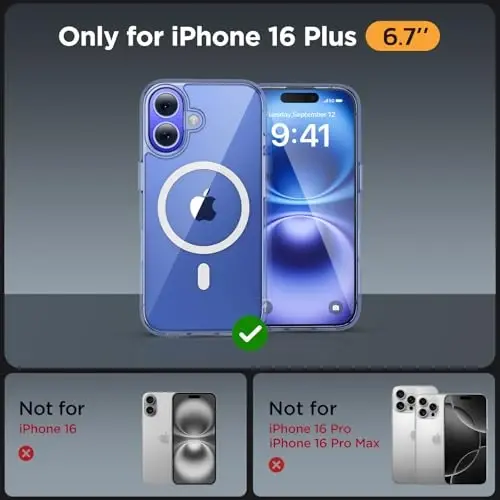 Miracase Magnetic Clear for iPhone 16 Plus Case [Compatible with MagSafe] [with 2X Screen Protectors] Military-Grade Protection, Anti-Fingerprint, Slim Phone Case for 16 Plus 6.7 inch - Crystal Clear - MIRACASE (1)