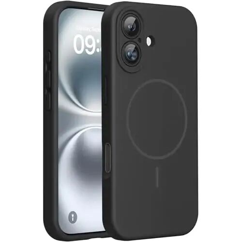 Miracase Magnetic for iPhone 16 Plus Case, [Soft Anti-Scratch Microfiber Lining], Compatible with MagSafe, Liquid Silicone Shockproof Drop Protection Phone Case for 16 Plus,Black - 1
