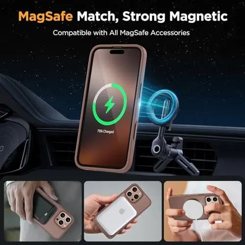 Miracase Magnetic Series for iPhone 16 Pro Case [Compatible with MagSafe] [with 2X Screen Protectors] Military-Grade Protection, Anti-Fingerprint, Slim Phone Case for 16 Pro 6.3 inch - Champagne - 3