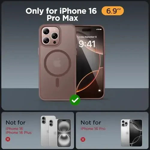 Miracase Magnetic for iPhone 16 Pro Max Case [with 2X Screen Protector] [MagSafe Compatible] Real Anti-Fingerprint, 12ft Military-Grade Protection, Slim Phone Case for 16 Pro Max 6.9 inch- Champagne - MIRACASE (1)