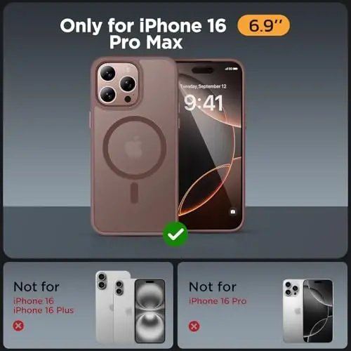 Miracase Magnetic for iPhone 16 Pro Max Case [with 2X Screen Protector] [MagSafe Compatible] Real Anti-Fingerprint, 12ft Military-Grade Protection, Slim Phone Case for 16 Pro Max 6.9 inch- Champagne - 2