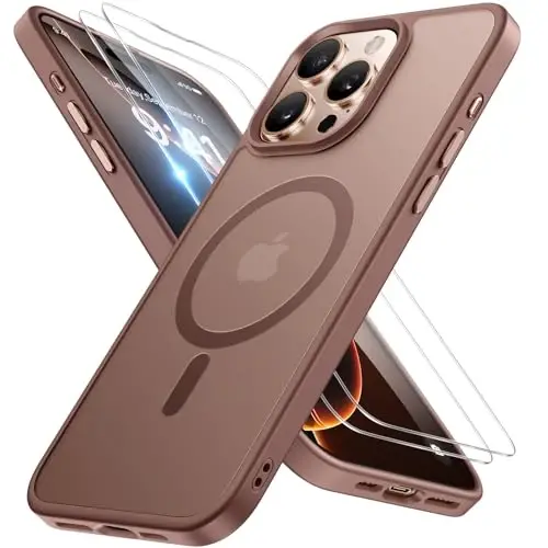 Miracase Magnetic for iPhone 16 Pro Max Case [with 2X Screen Protector] [MagSafe Compatible] Real Anti-Fingerprint, 12ft Military-Grade Protection, Slim Phone Case for 16 Pro Max 6.9 inch- Champagne - MIRACASE