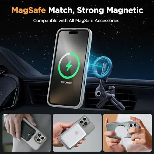 Miracase Magnetic Series for iPhone 16 Pro Max Case [Compatible with MagSafe] [with 2X Screen Protectors] Military-Grade Protection, Anti-Fingerprint, Slim Phone Case for 16 Pro Max 6.9 inch - Gray - 3
