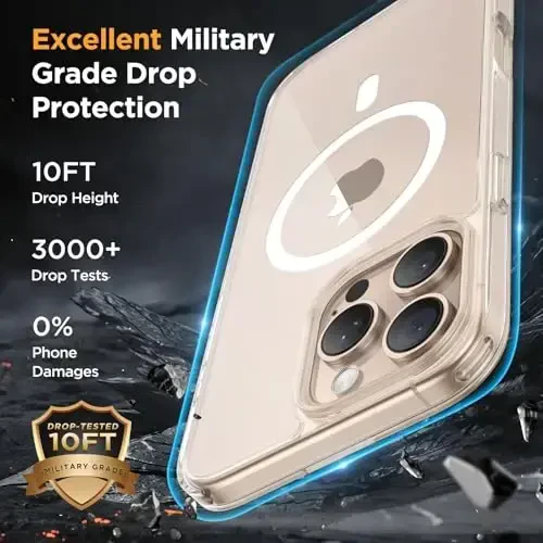 Miracase Magnetic Series for iPhone 16 Pro Max Case [Compatible with MagSafe] [with 2X Screen Protectors] Military-Grade Protection, Anti-Fingerprint, Slim Phone Case for 16 Pro Max 6.9 inch - Clear - 5