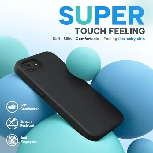 Miracase iPhone 16e bilan mos keladi, [Yumshoq tirnalishga qarshi mikrofiber astarli], Suyuq silikonli gelli rezina zarbga chidamli tushishdan himoya qiluvchi iPhone 16e uchun telefon qutisi, qora - 2