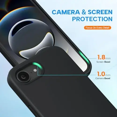 Miracase iPhone 16e bilan mos keladi, [Yumshoq tirnalishga qarshi mikrofiber astarli], Suyuq silikonli gelli rezina zarbga chidamli tushishdan himoya qiluvchi iPhone 16e uchun telefon qutisi, qora - 4