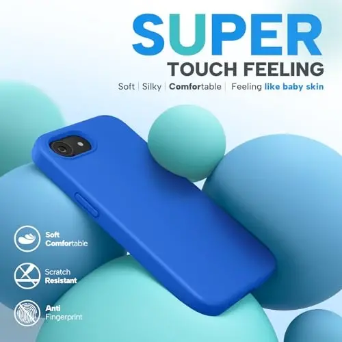 Miracase iPhone 16e g‘ilofi bilan mos keladi, [Yumshoq chizishga qarshi mikrofiber astar], Suyuq silikon g‘ilofli gel kauchuk zarbga chidamli tushishdan himoya qiluvchi iPhone 16e telefon g‘ilofi, O‘rta yer dengizi moviy - 2