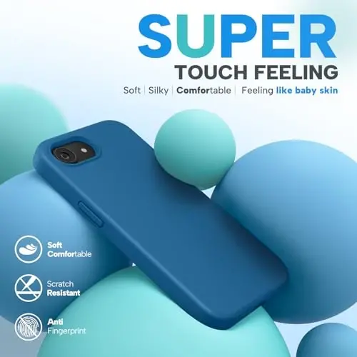 Miracase iPhone 16e gʻilofi bilan mos, [Yumshoq tirnalishga qarshi mikrofiber astar], Suyuq silikonli gʻilof Gel rezina zarbga chidamli tushishdan himoya iPhone 16e uchun telefon gʻilofi, Capri Blue - 2