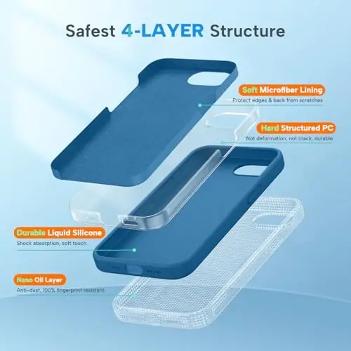 Miracase iPhone 16e gʻilofi bilan mos, [Yumshoq tirnalishga qarshi mikrofiber astar], Suyuq silikonli gʻilof Gel rezina zarbga chidamli tushishdan himoya iPhone 16e uchun telefon gʻilofi, Capri Blue - 3
