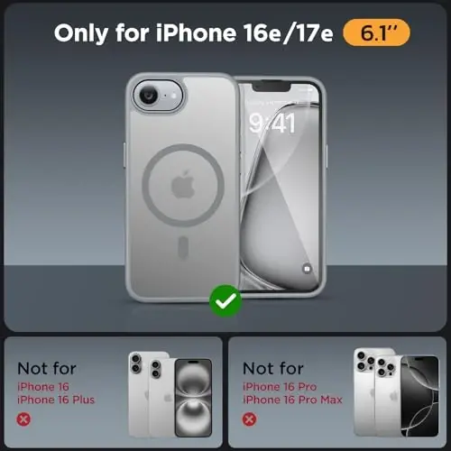 miracase for iPhone 16e case & iPhone 17e Case for MagSafe [with 2×9H+ Screen Protectors] TOP Military-Grade Protection Shockproof with Velvet Touch for iPhone 16e/17e Phone Case 6.1