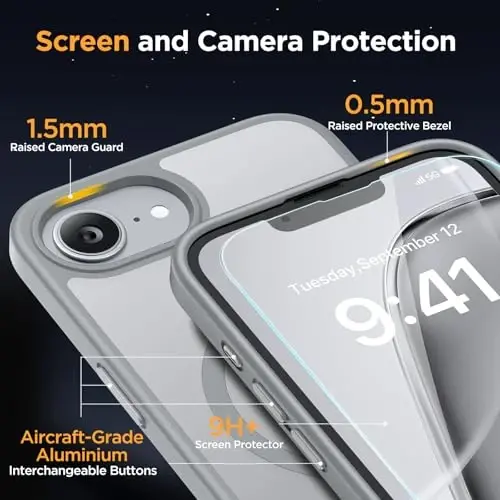 miracase for iPhone 16e case & iPhone 17e Case for MagSafe [with 2×9H+ Screen Protectors] TOP Military-Grade Protection Shockproof with Velvet Touch for iPhone 16e/17e Phone Case 6.1