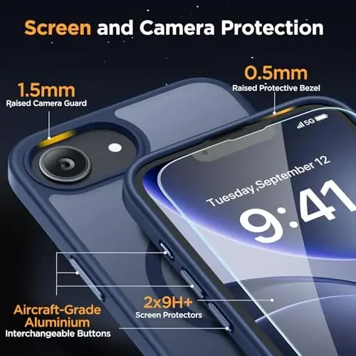 miracase for iPhone 16e case & iPhone 17e Case for MagSafe [with 2×9H+ Screen Protectors] TOP Military-Grade Protection Shockproof with Velvet Touch for iPhone 16e/17e Phone Case 6.1