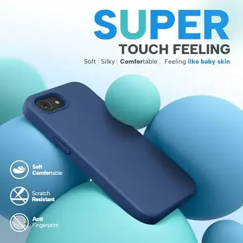 Miracase Compatible with iPhone 16e Case, [Soft Anti-Scratch Microfiber Lining], Liquid Silicone Case Gel Rubber Shockproof Drop Protection Phone Case for iPhone 16e (Glass Blue) - 4
