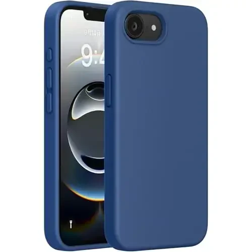 Miracase Compatible with iPhone 16e Case, [Soft Anti-Scratch Microfiber Lining], Liquid Silicone Case Gel Rubber Shockproof Drop Protection Phone Case for iPhone 16e (Glass Blue) - 1